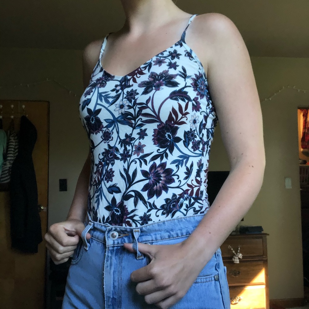white floral tank